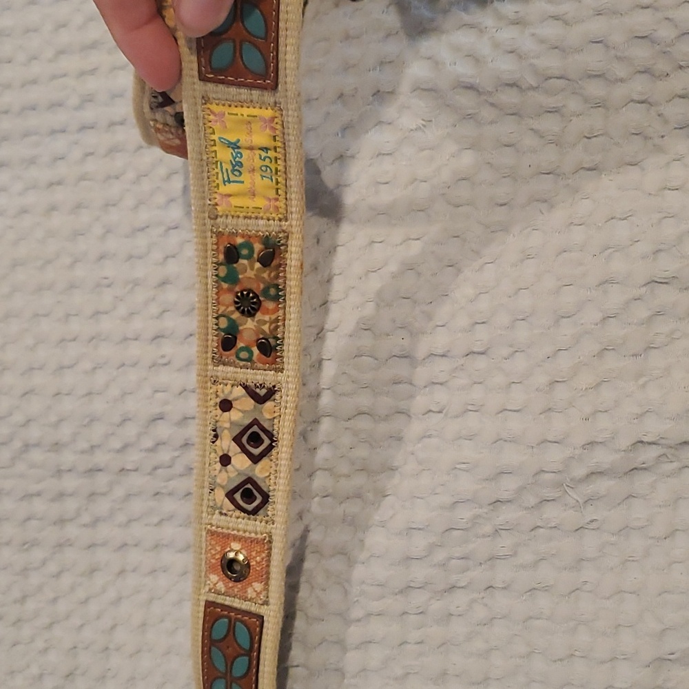 Fossil Patchwork Web Belt Size M - image 3